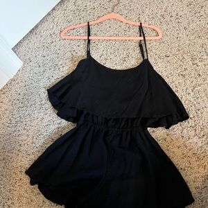 INDAH Black Ruffle Romper